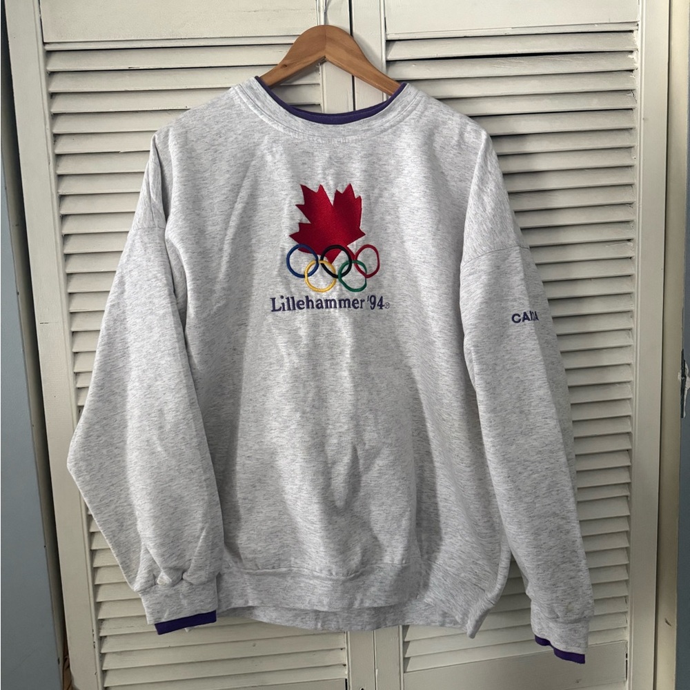 Olympics retro vintage Gray Lillehammer 94 Men's Sweater